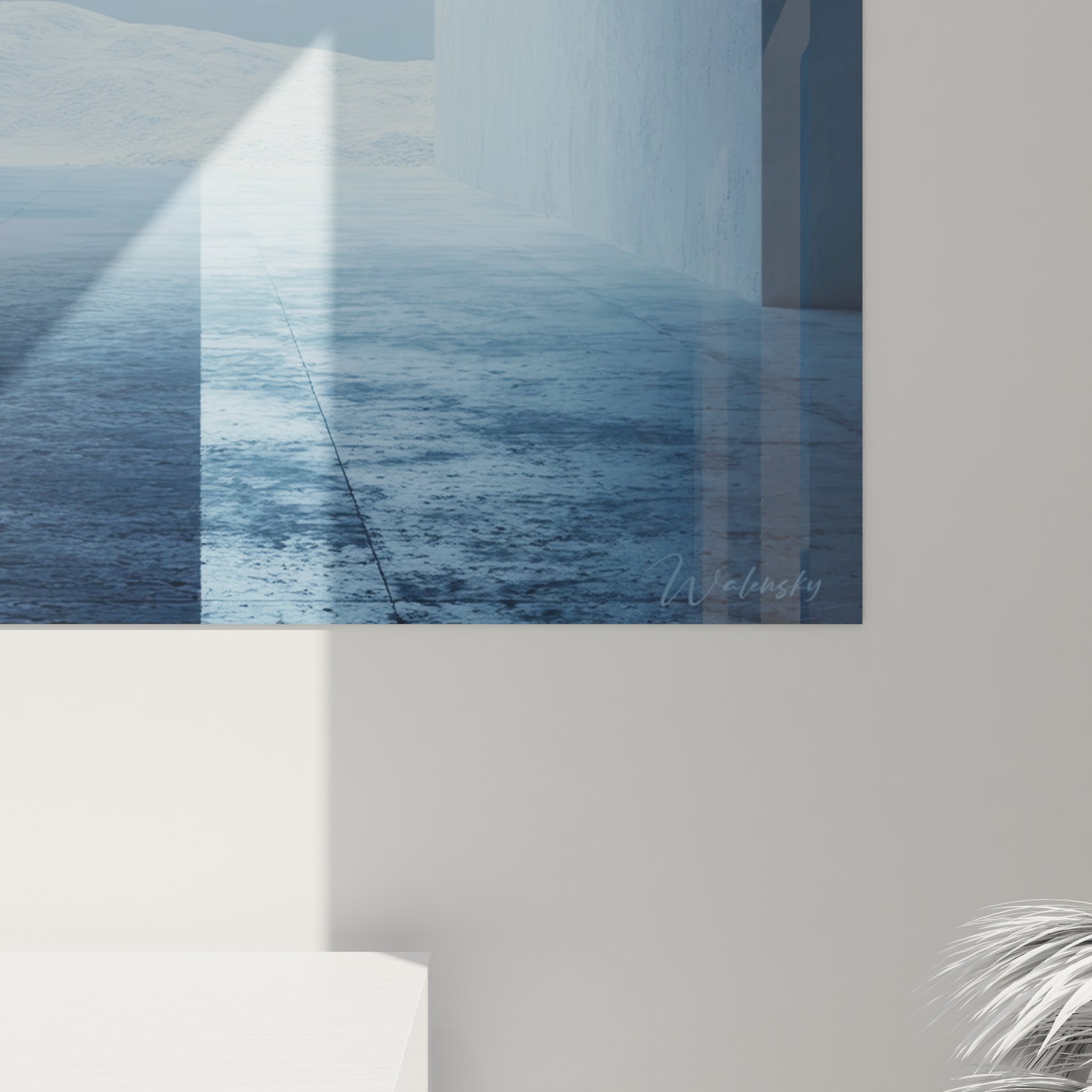 Vue ensemble tableau mural architecture futuriste dans intérieur contemporain design moderne