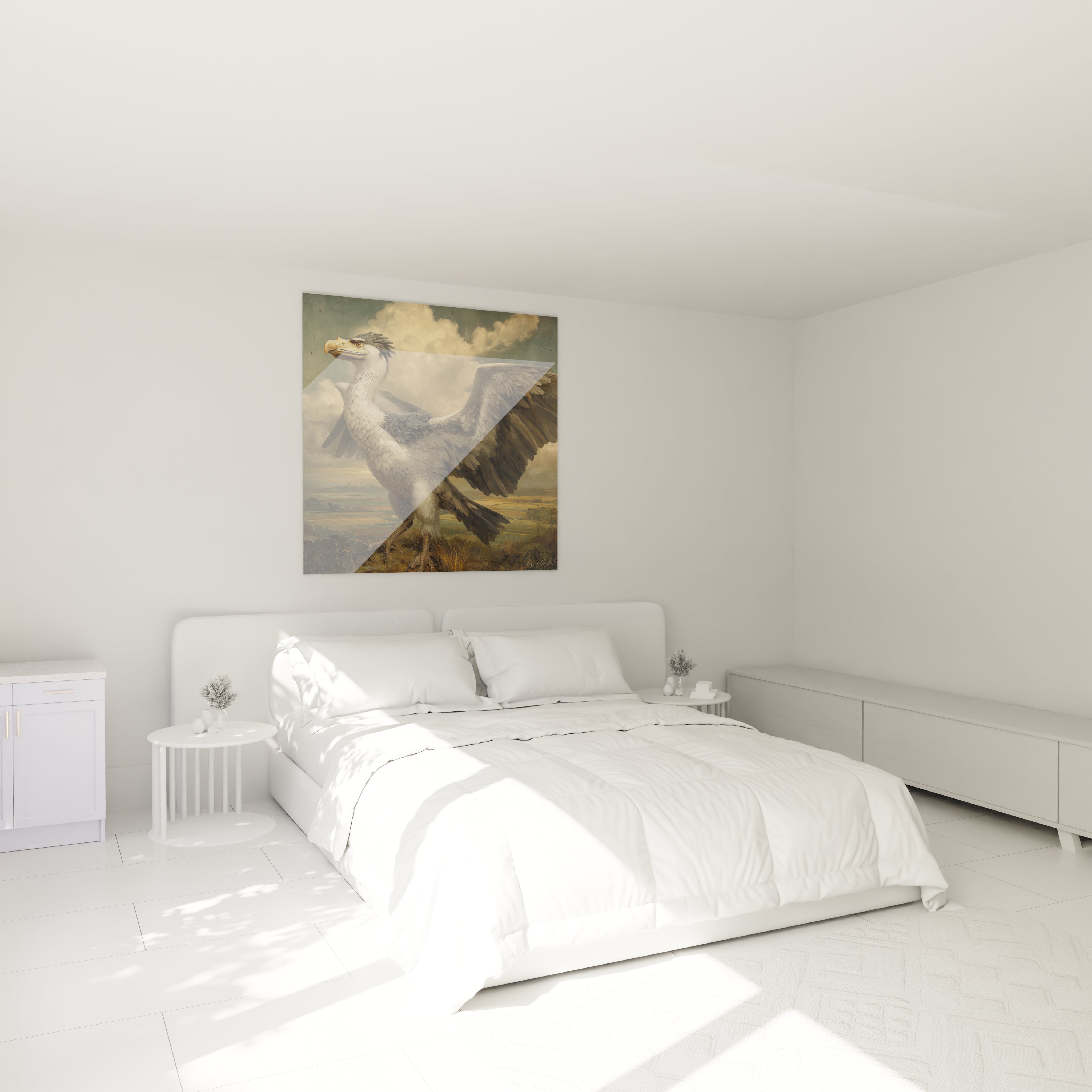 Tableau Argentavis dans chambre décoration murale oiseau préhistorique art paléontologique ambiance
