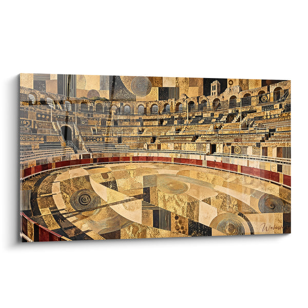 Tableau Amphithéâtre romain doré aux motifs géométriques - Mémoire de pierre - Edition Arles  Provence-Alpes-Côte d'Azur  France