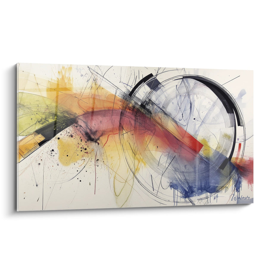 Tableau art abstrait - Mouvement circulaire coloré - édition dessin