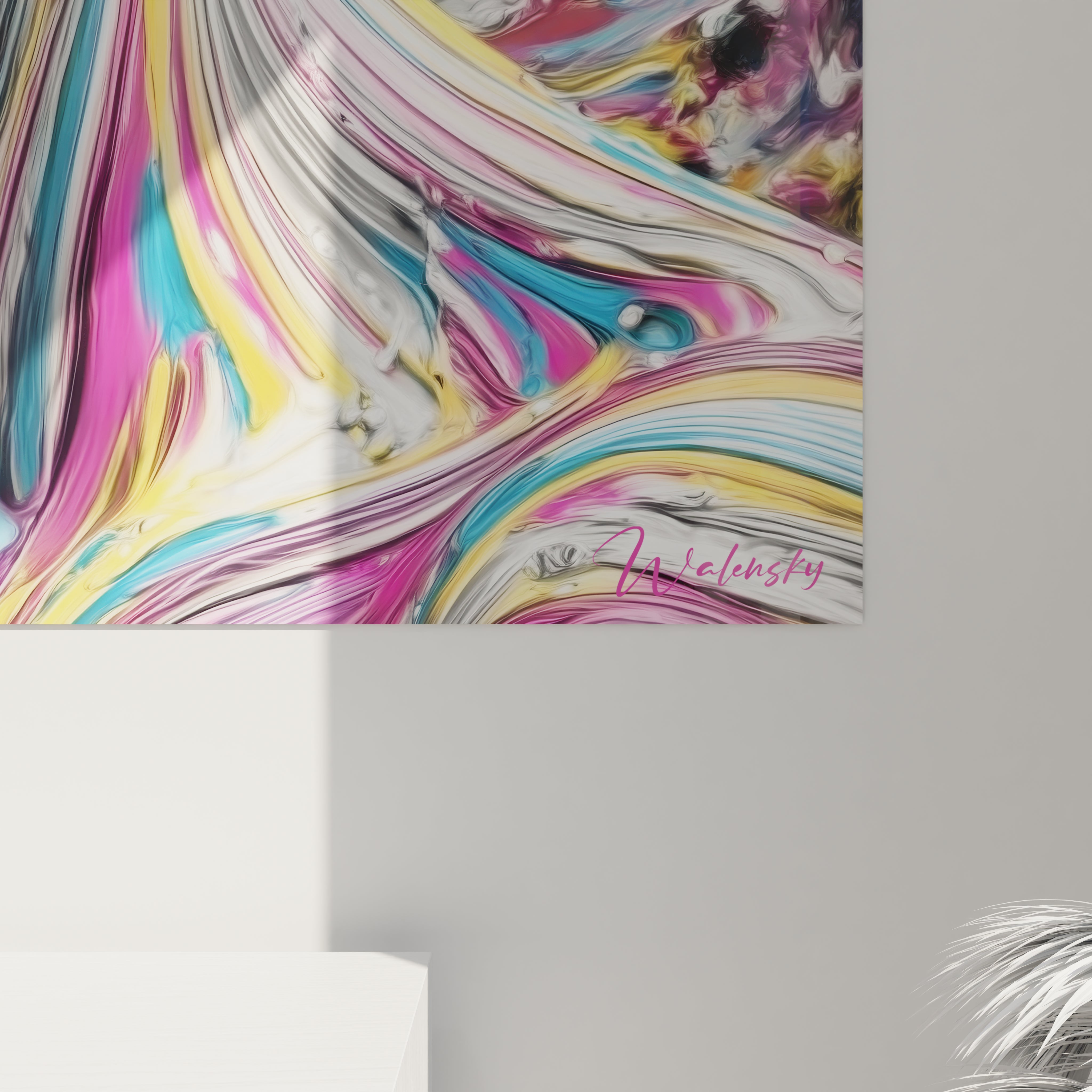 Tableau mural art masculin moderne aux couleurs vives avec des motifs abstraits par Walensky