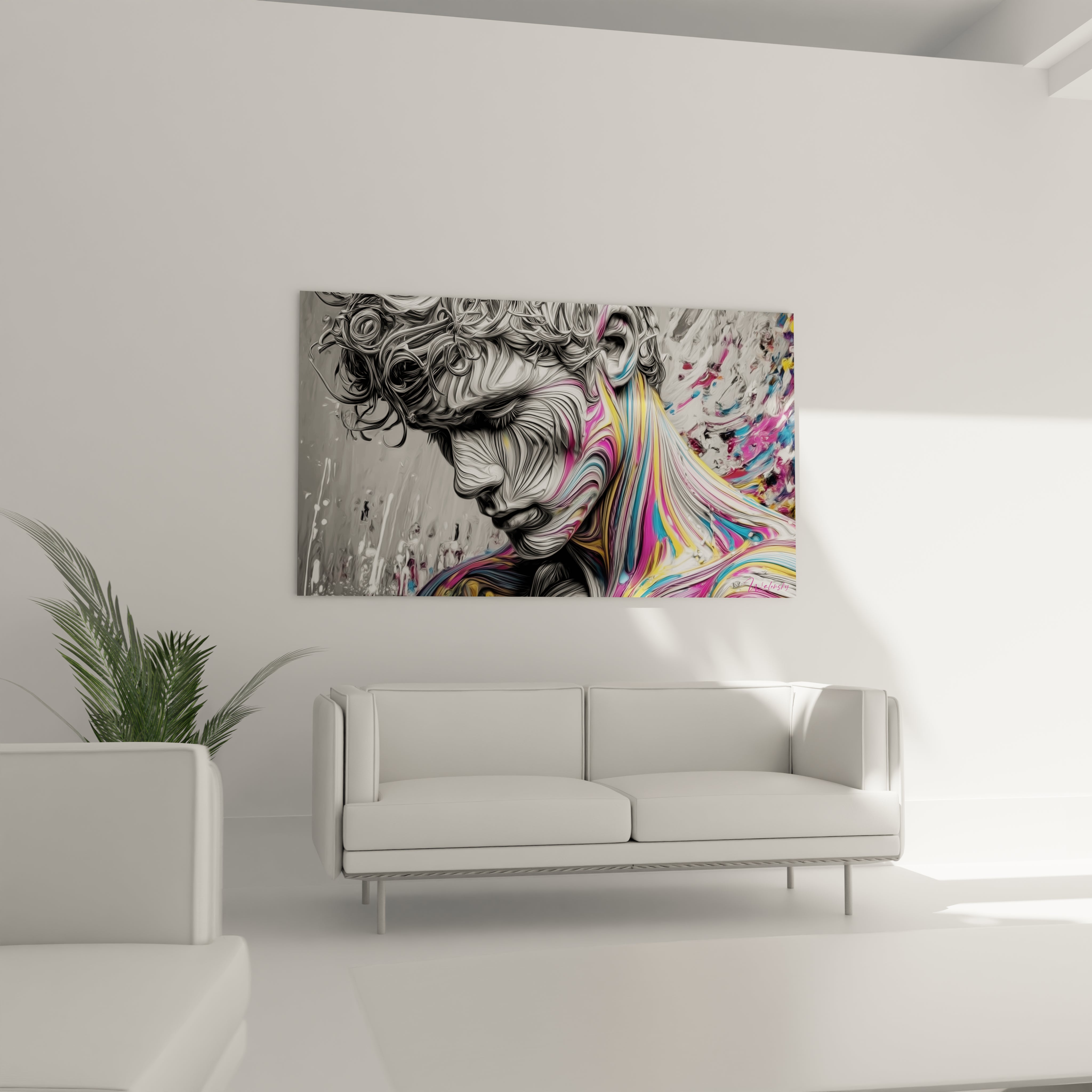 Tableau mural art masculin moderne de Walensky avec des couleurs vives et un design accrocheur