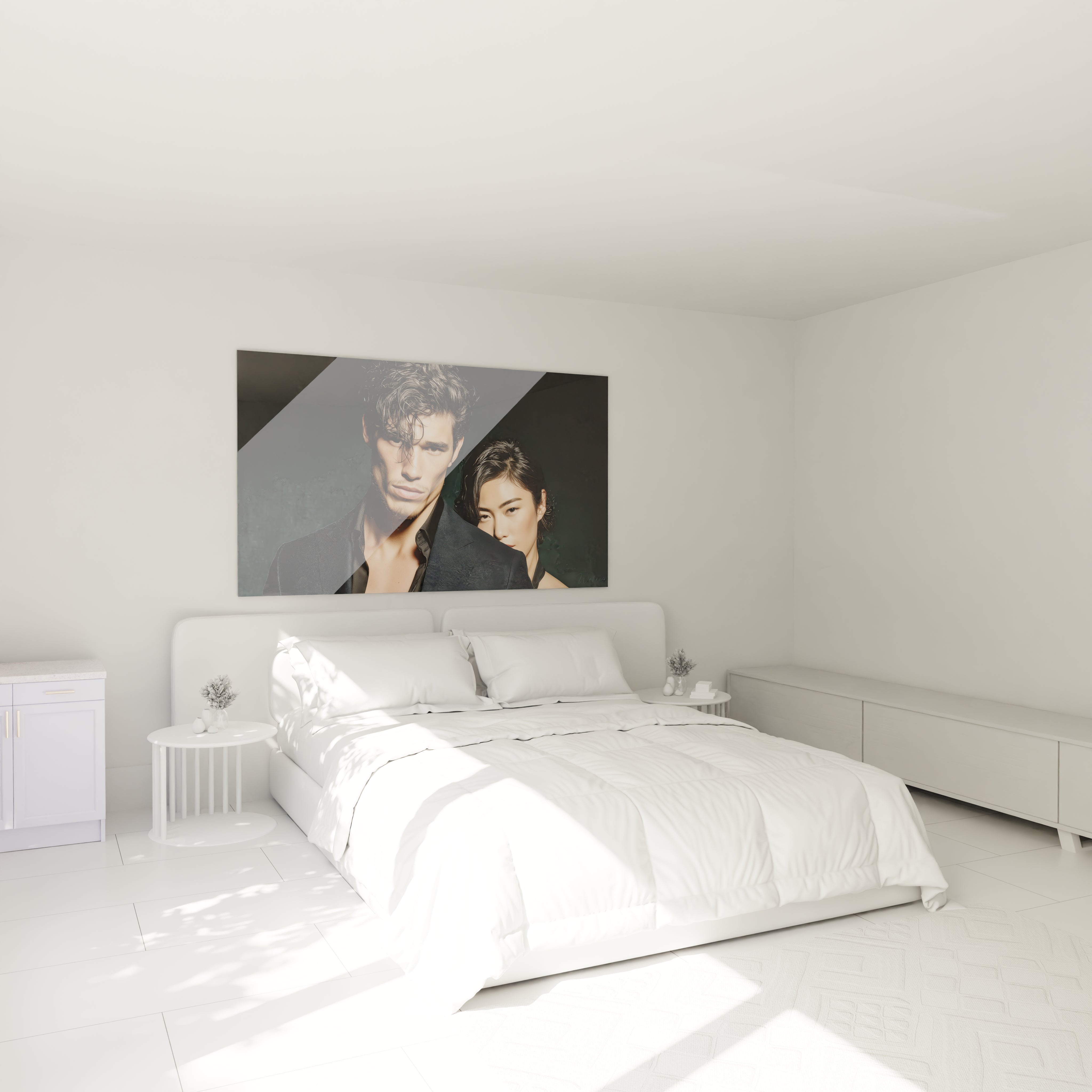Tableau art mural duo mode de Walensky, décor moderne pour chambre avec couple élégant