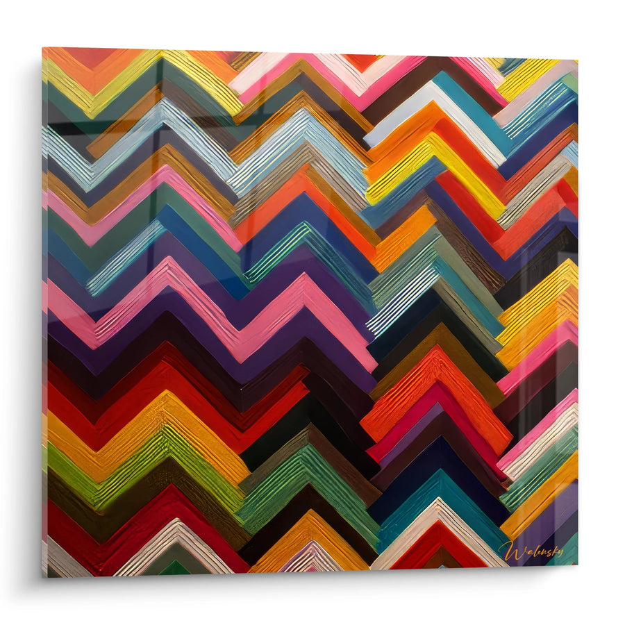 Tableau motifs géométriques chevrons - Vibrations colorées - édition Art tribal africain