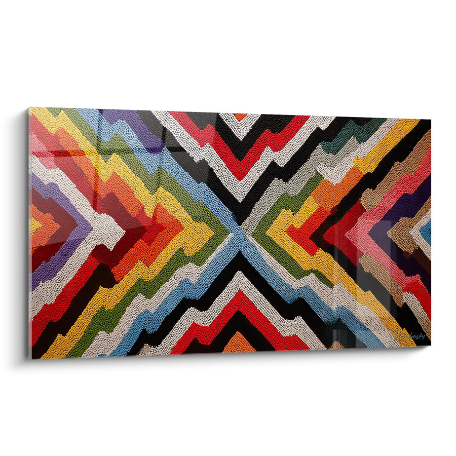 Tableau motifs géométriques multicolores - Énergie Tribale - édition Art tribal africain