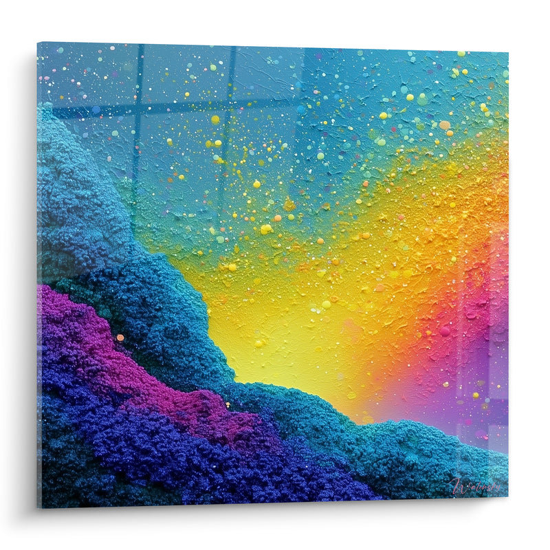 Tableau Vague texturée bleu et jaune éclatant - Éveil lumineux - Edition Artistique abstrait