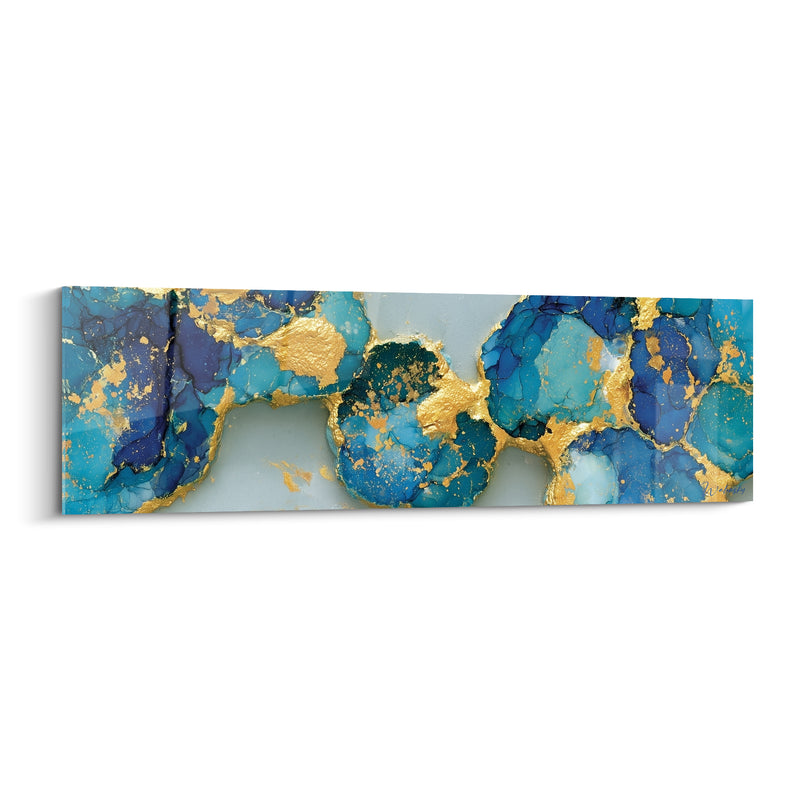 Tableau Formations marbrées bleu et doré - Lagune dorée - Edition Artistique abstrait