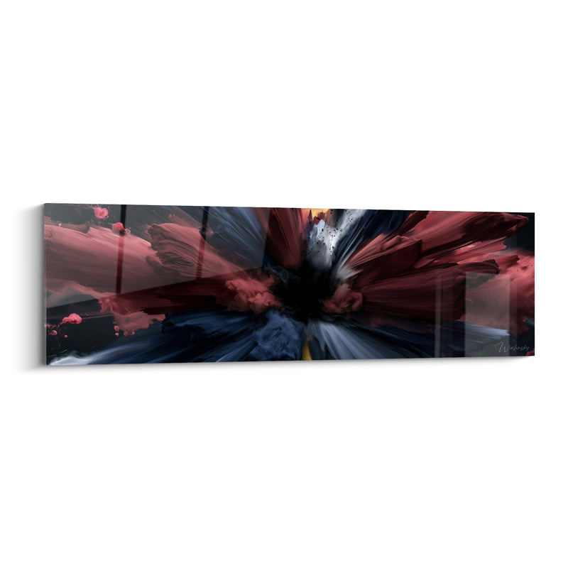 Tableau Explosion picturale bordeaux et bleu marine - Souffle originel - Edition Artistique abstrait