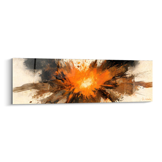 Tableau Explosion orange et brune au centre lumineux - Noyau incandescent - Edition Artistique Abstrait