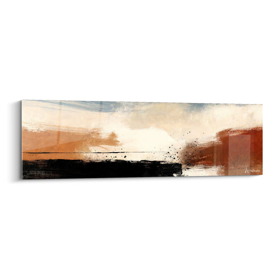 Tableau Horizon noir et ocre aux éclaboussures éparses - Ligne d'écume sombre - Edition Artistique Abstrait