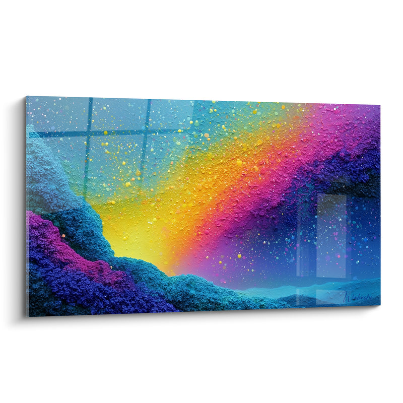 Tableau Éruption chromatique bleu et magenta granuleuse - Éclat cosmique - Edition Artistique abstrait