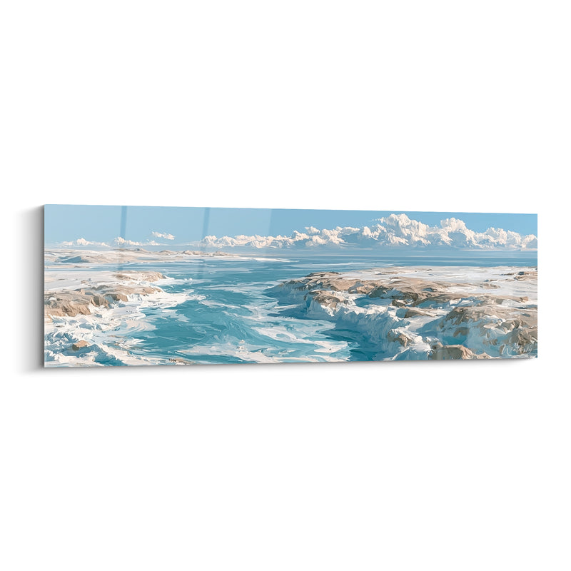 Tableau Lagon turquoise et falaises sable panoramique - Souffle du large - Edition Artistique abstrait
