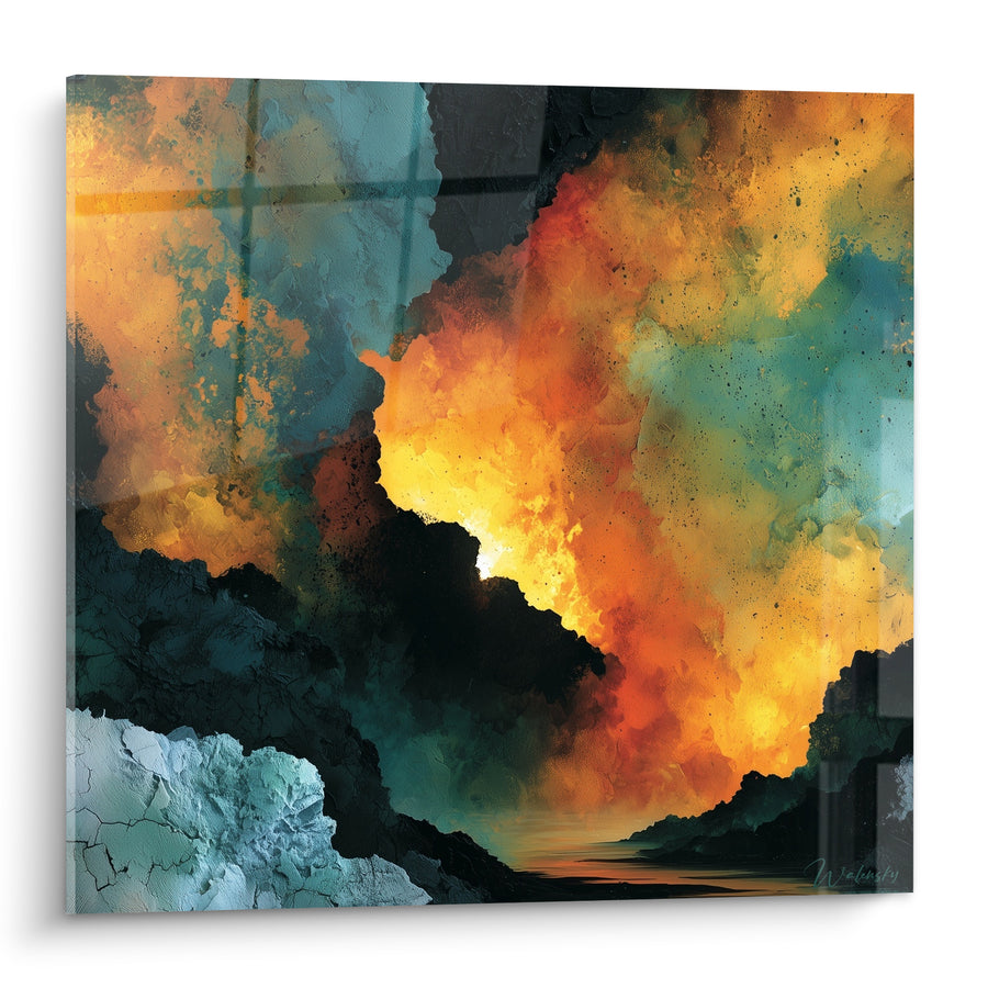 Gemälde Orange Wolken und Blauring – Himmelsöfen – Künstlerische Edition abstrakt