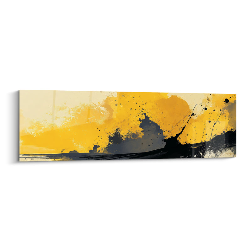 Tableau Éclaboussures ocre et noires sur horizon - Souffle de tempête - Edition Artistique abstrait