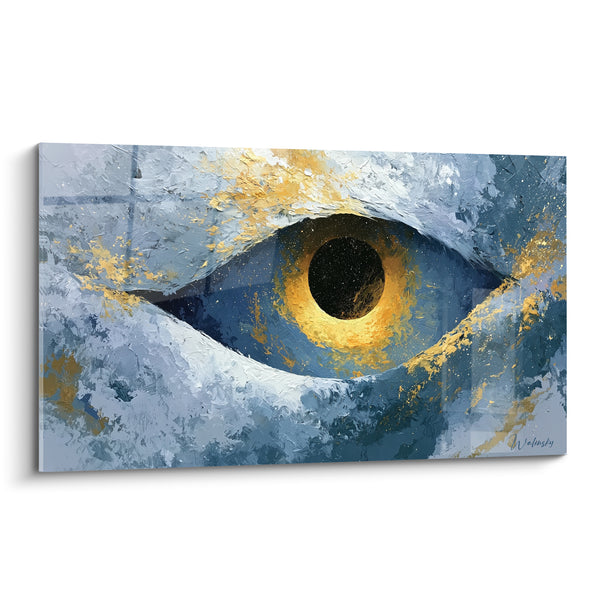 Cuadro Ojo gigante azul y dorado - Mirada cósmica - Edición Artística abstracta
