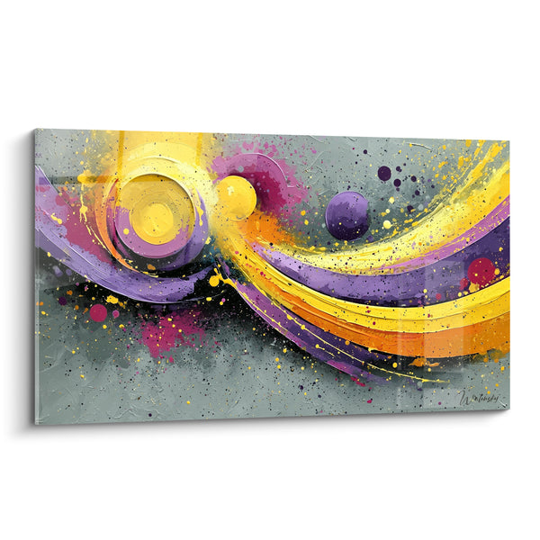 Cuadro Remolino Amarillo y Violeta - Trayectoria Celeste - Edición Artística Abstracta