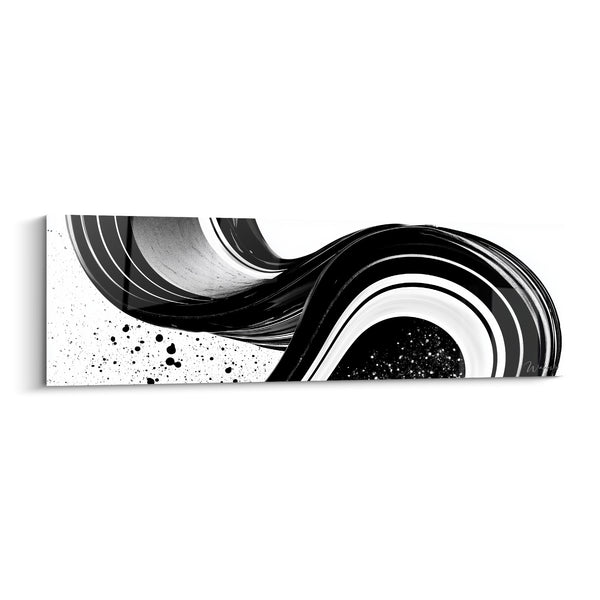 Cuadro Olas Remolinos Blancas y Negras Salpicadas - Remolino Hipnótico - Edición Artística Abstracta