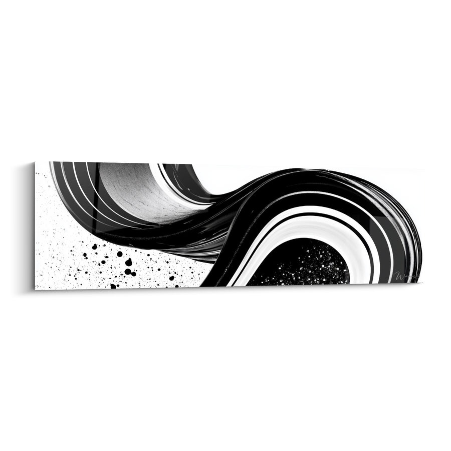 Leinwand Wirbelnde Schwarze und Weiße Wellen – Hypnotischer Strudel – Künstlerische Edition Abstrakt
