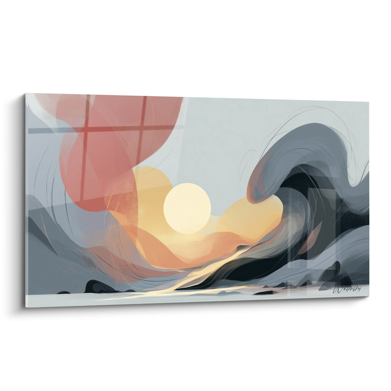 Tableau Vague grise et soleil doré - Accalmie avant l'orage - Edition Artistique abstrait