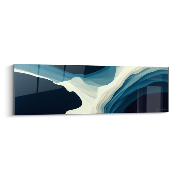 Cuadro Río sinuoso azul marino y marfil - Curvas estratificadas - Edición artística abstracta