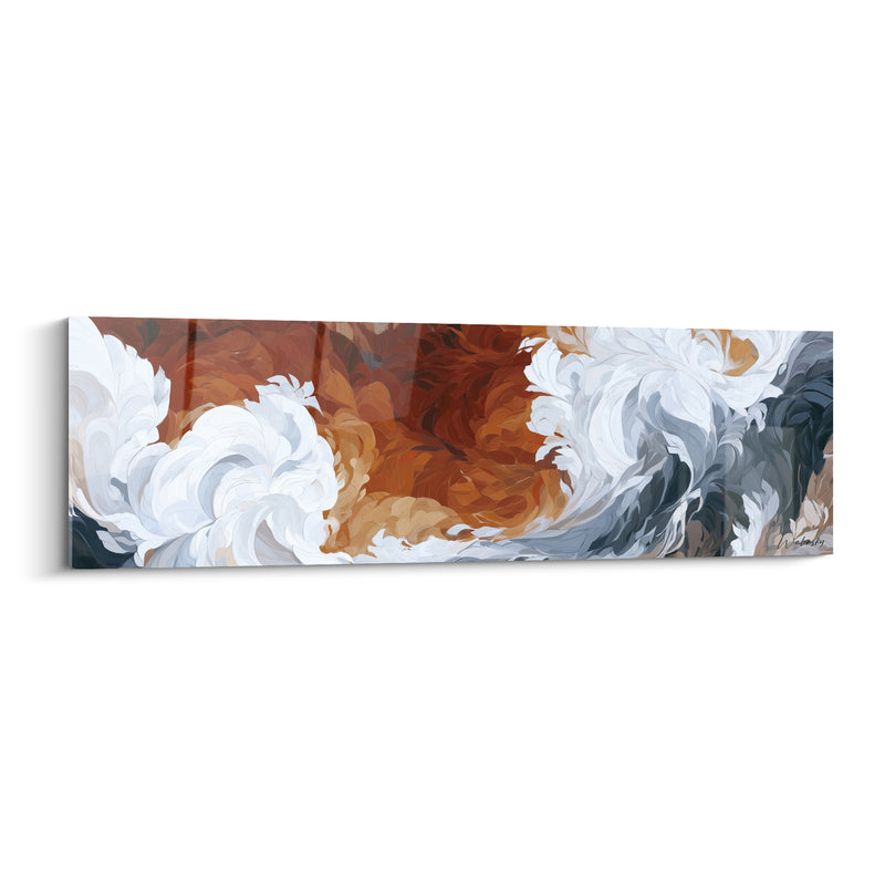 Tableau Vagues blanches et terracotta tourbillonnantes - Tourmente apaisée - Edition Artistique abstrait