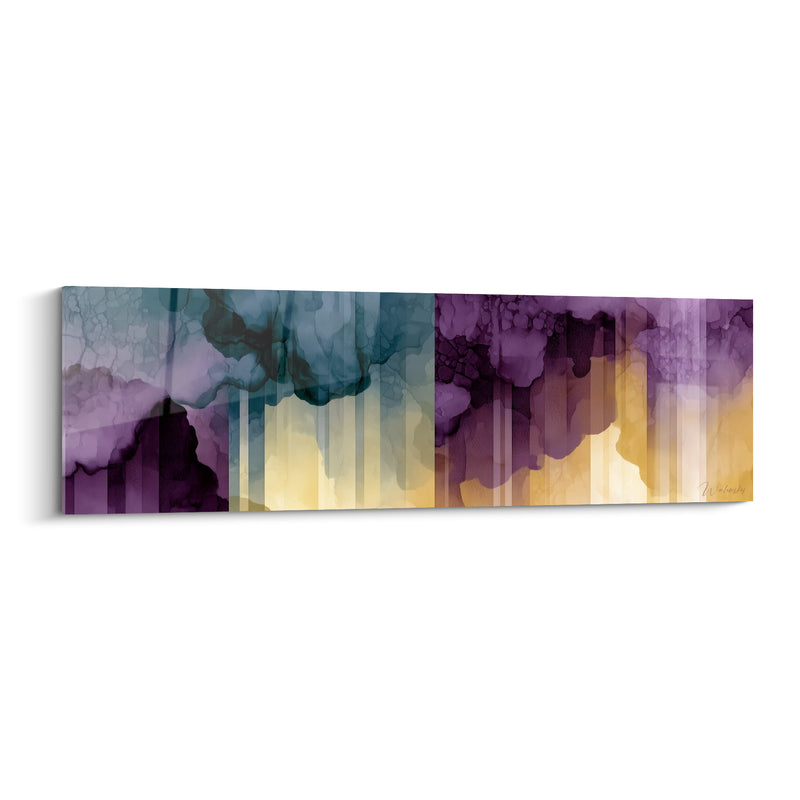 Tableau Nuages d'encre violette et dorée - Lumière après l'orage - Edition Artistique abstrait