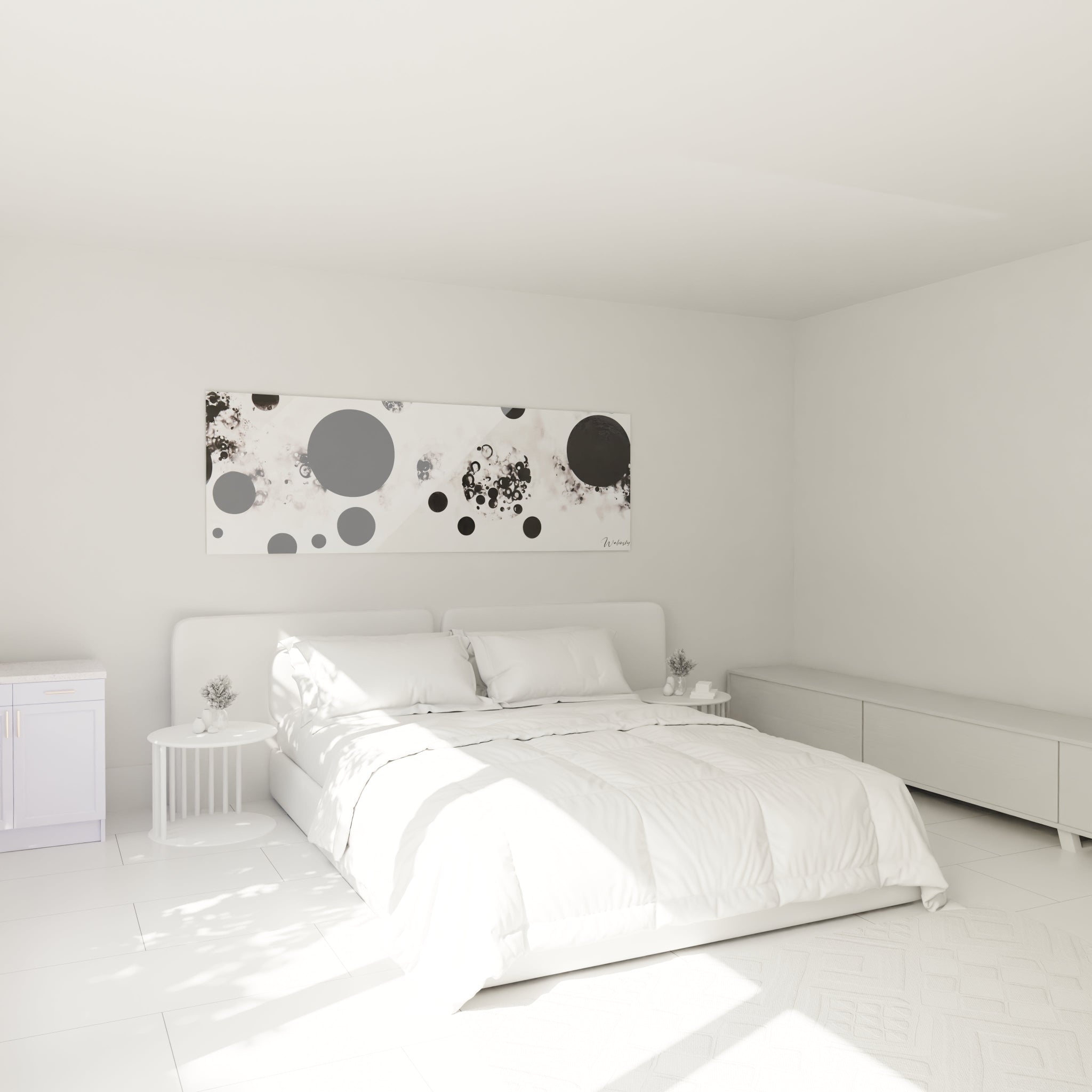 Tableau tacheté noir et blanc de Walensky, design moderne pour une décoration intérieure élégante