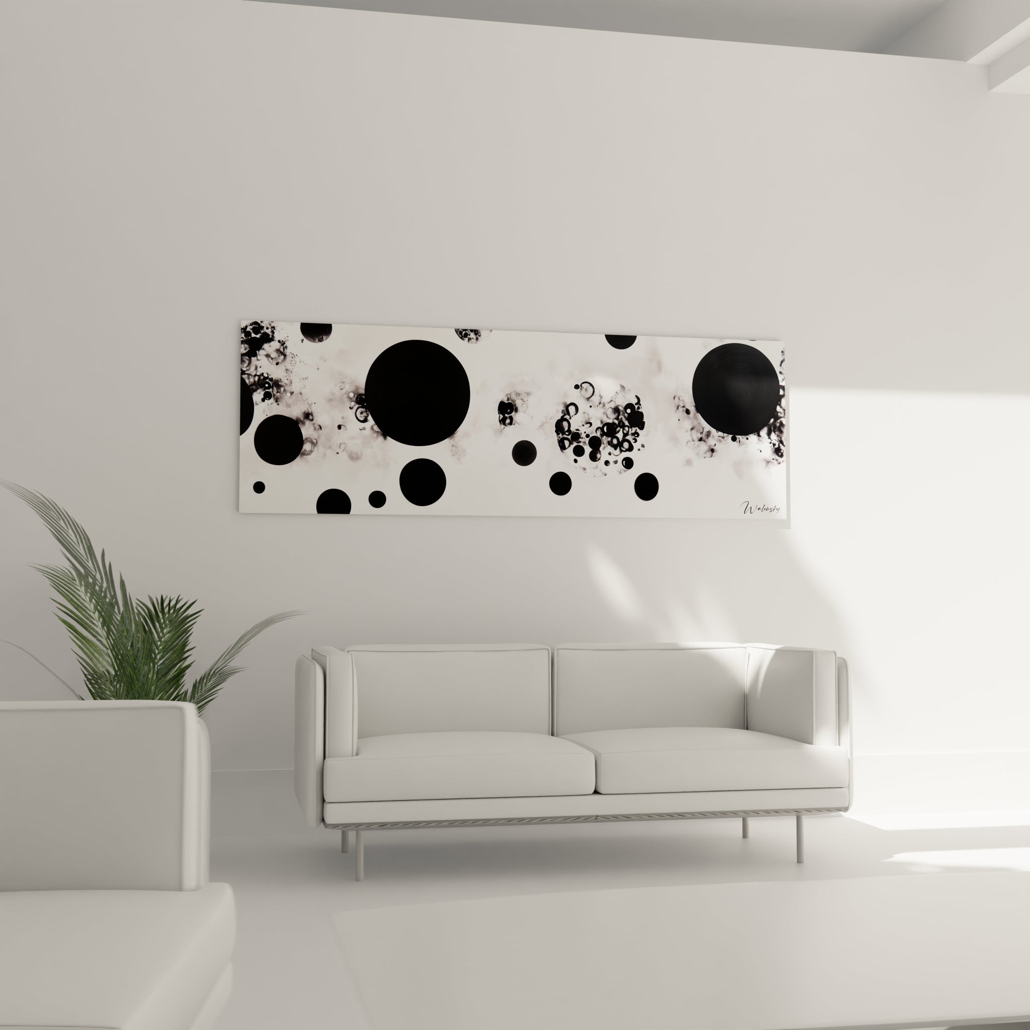 Tableau tacheté noir et blanc Walensky, décor moderne pour un intérieur élégant