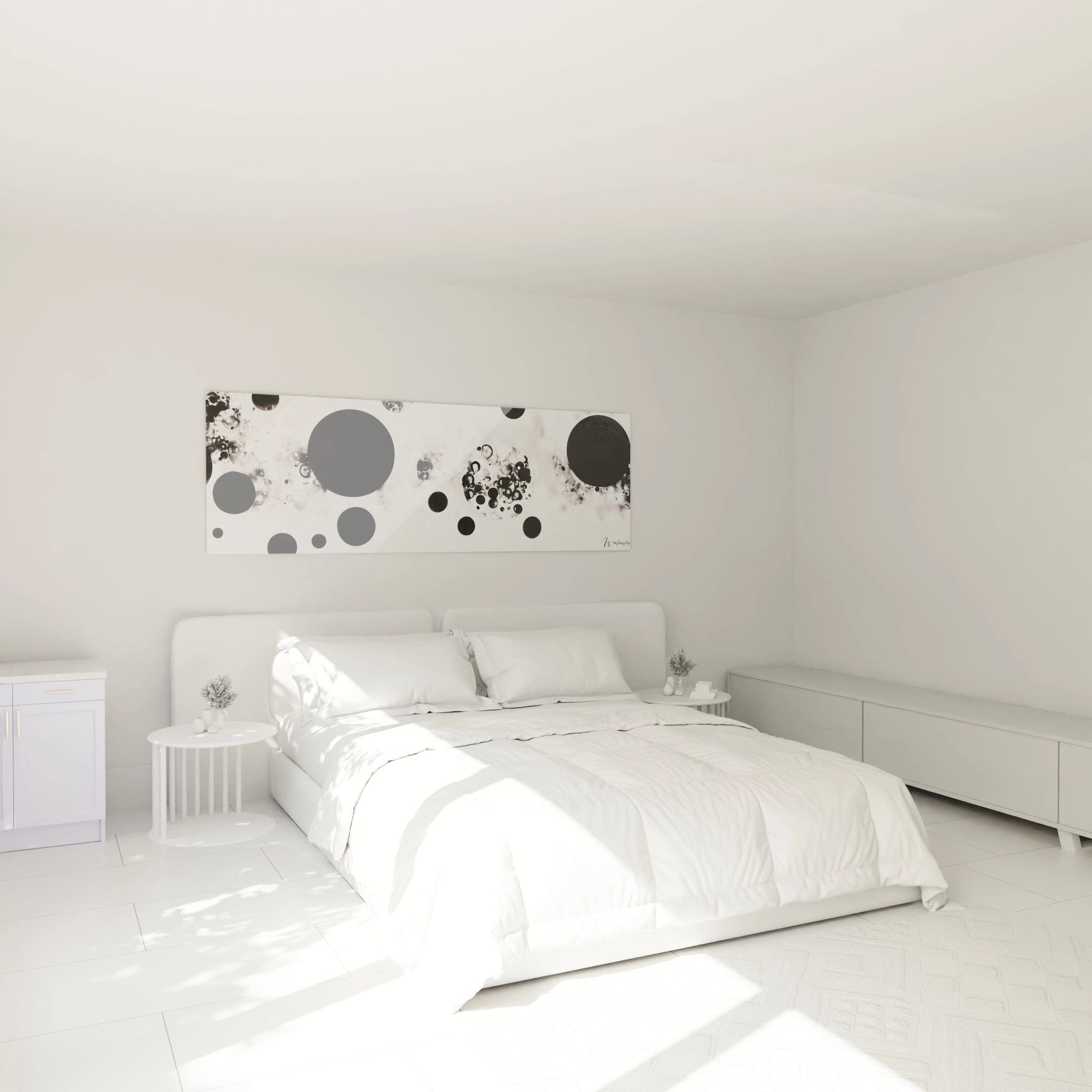Tableau tacheté noir et blanc de Walensky, design moderne pour une décoration intérieure élégante