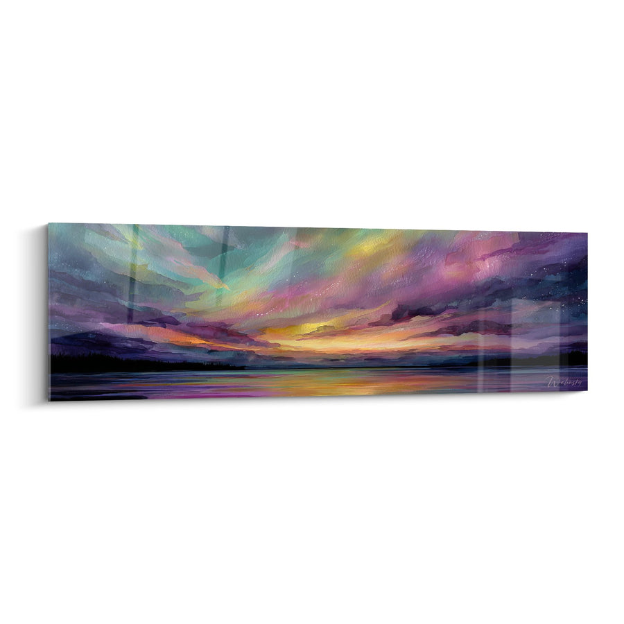 Tableau paysage lac - Aurore boréale cosmique - édition Aurore boréale