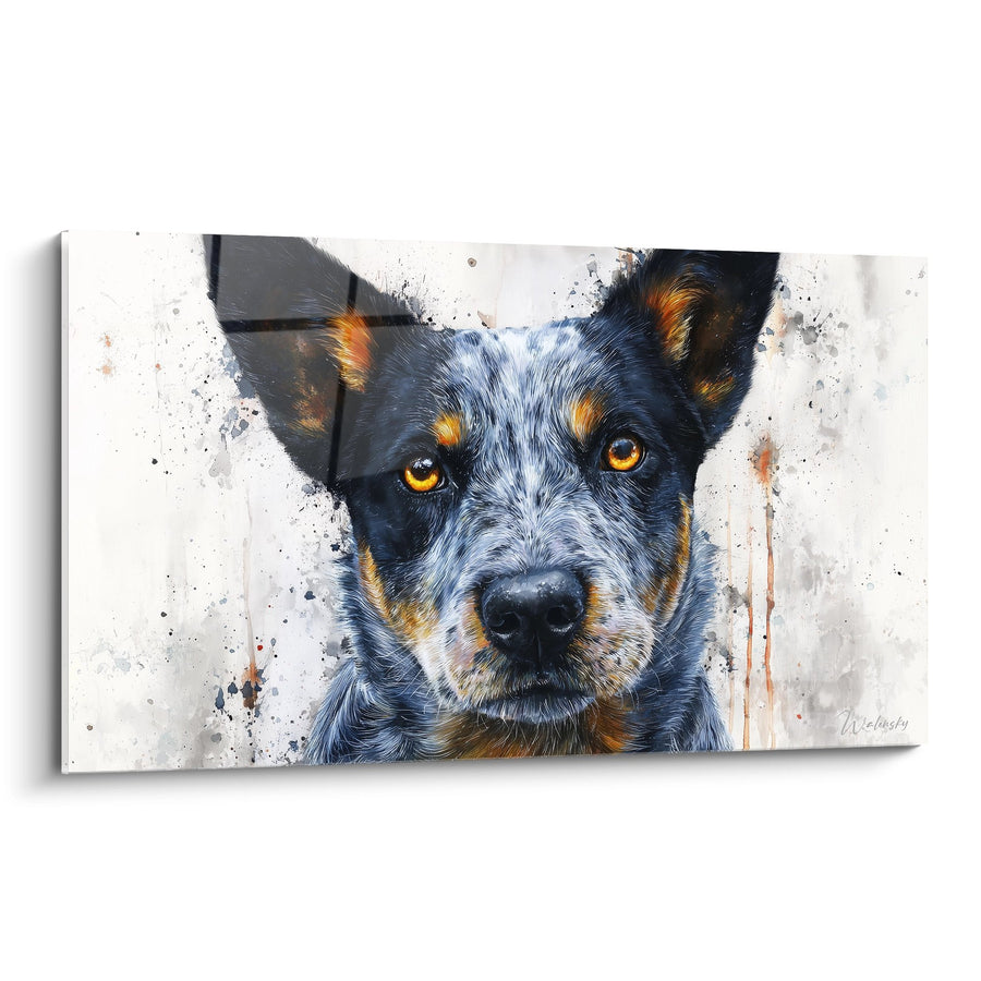 Tableau Chien Bleu aux Yeux Dorés - Portrait Artistique - Edition Australian Cattle Dog