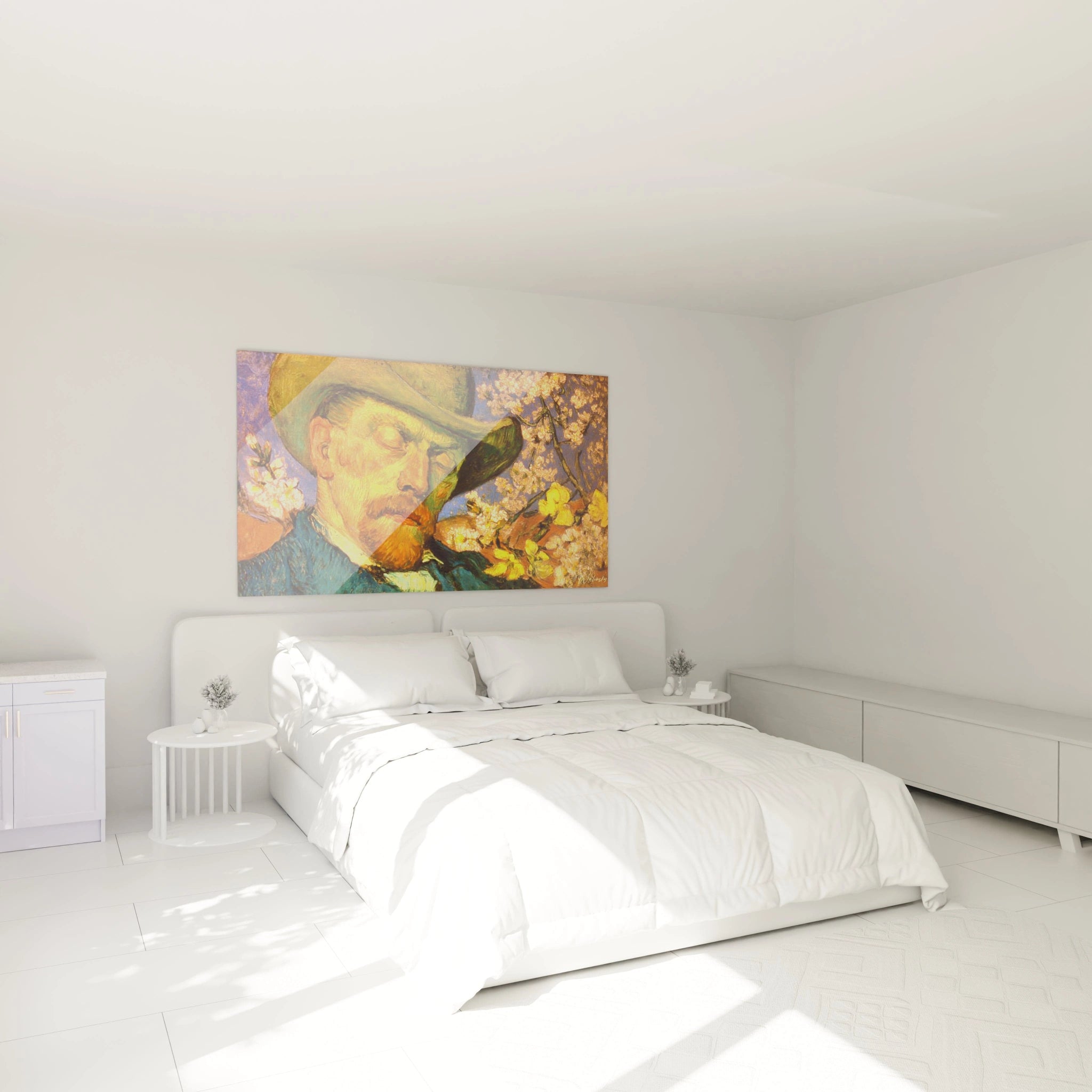 Walensky tableau mural chambre grand tableau autoportrait post impressionnisme coloré au dessus du lit
