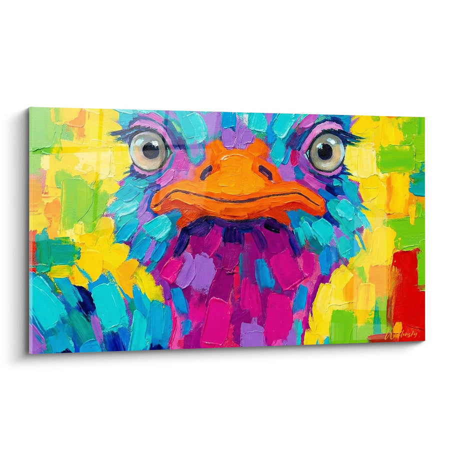 Tableau Autruche Multicolore aux Couleurs Éclatantes - Explosion de Joie - Edition Autruche
