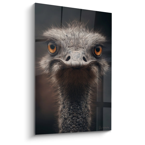 Tabel Gier met Oranje Ogen en Natuurlijke Textuur - Fascinerend Wild Portret - Editie Struisvogel