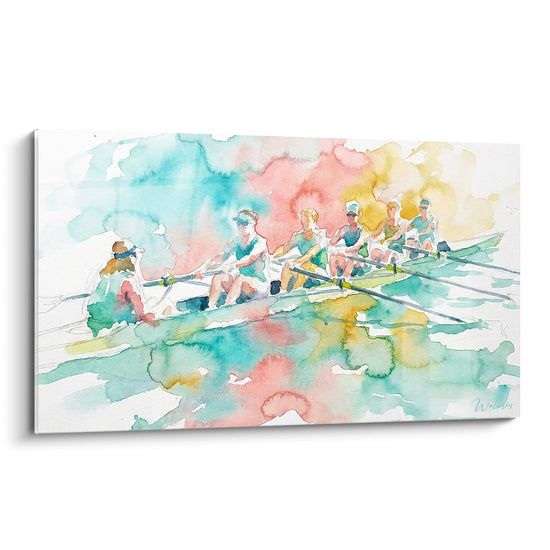 Tableau équipe aviron aquarelle - Course Synchronisée - Edition aviron