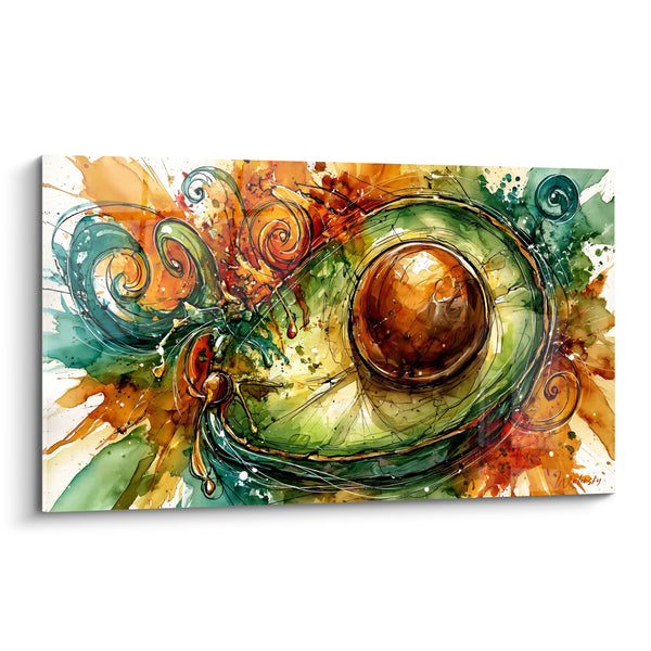 Tableau Avocat vert et brun aux volutes éclatées - Éclosion gourmande - Edition Avocat