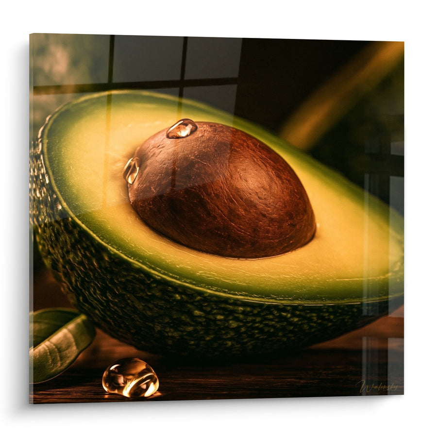 Tableau Avocat coupé aux gouttes dorées - Éclat gourmand - Edition Avocat