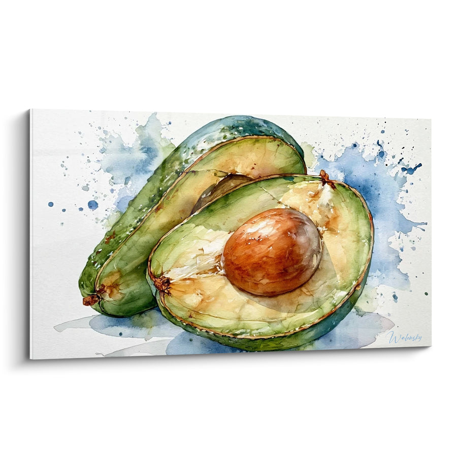 Tableau Avocat coupé aux éclats vert et bleu - Pause gourmande - Edition Avocat
