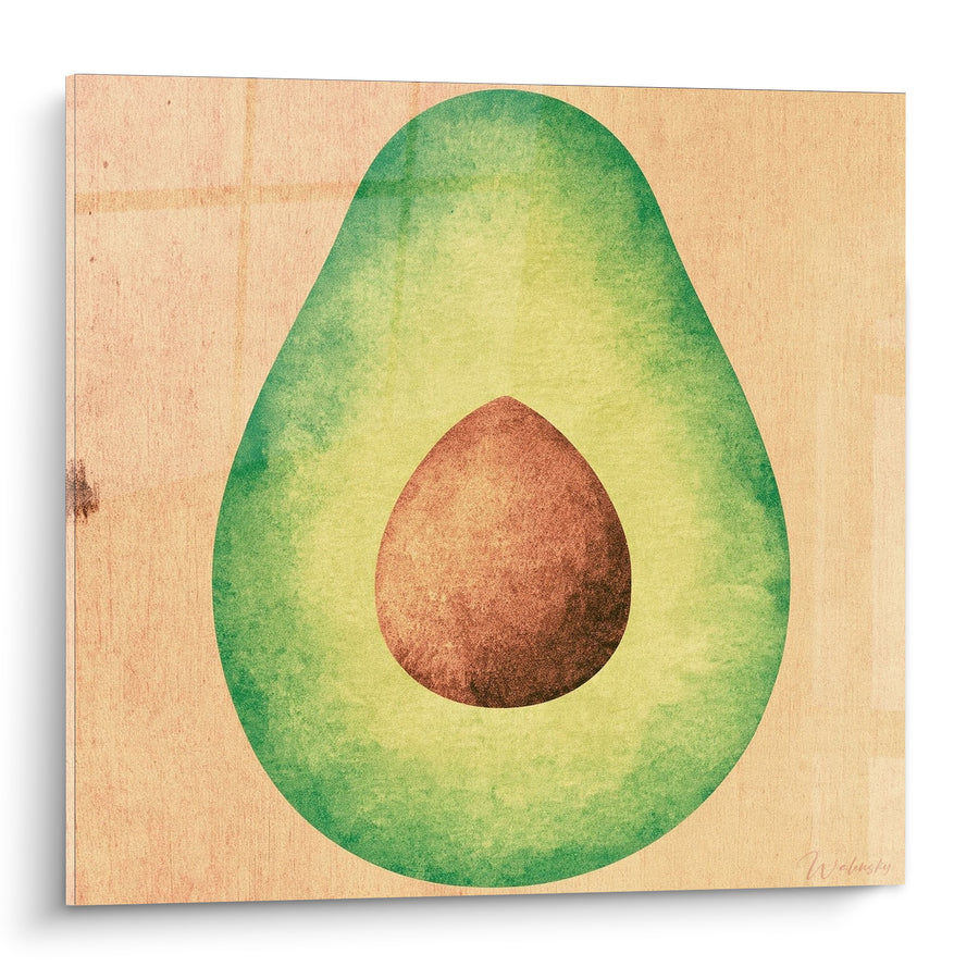Tableau Avocat coupé vert et brun sur bois - Fraîcheur gourmande - Edition Avocat