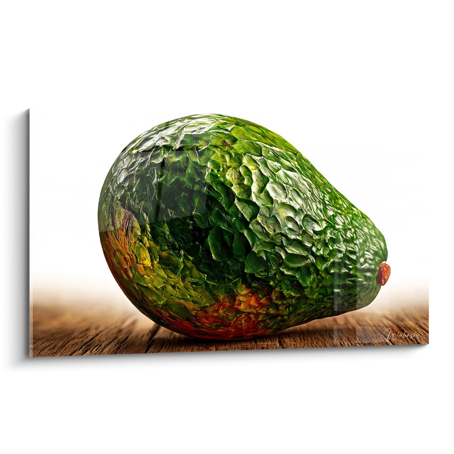 Tableau Avocat entier vert et ocre texturé - Récolte du potager - Edition Avocat