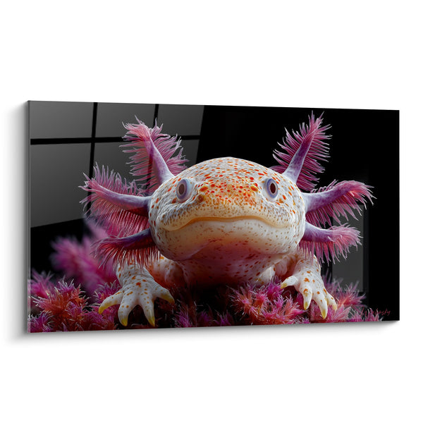 Wandkleed Axolotl met Roze Kieuwen en Gevlekt Lichaam - Fascinerend Waterdier - Axolotl Editie