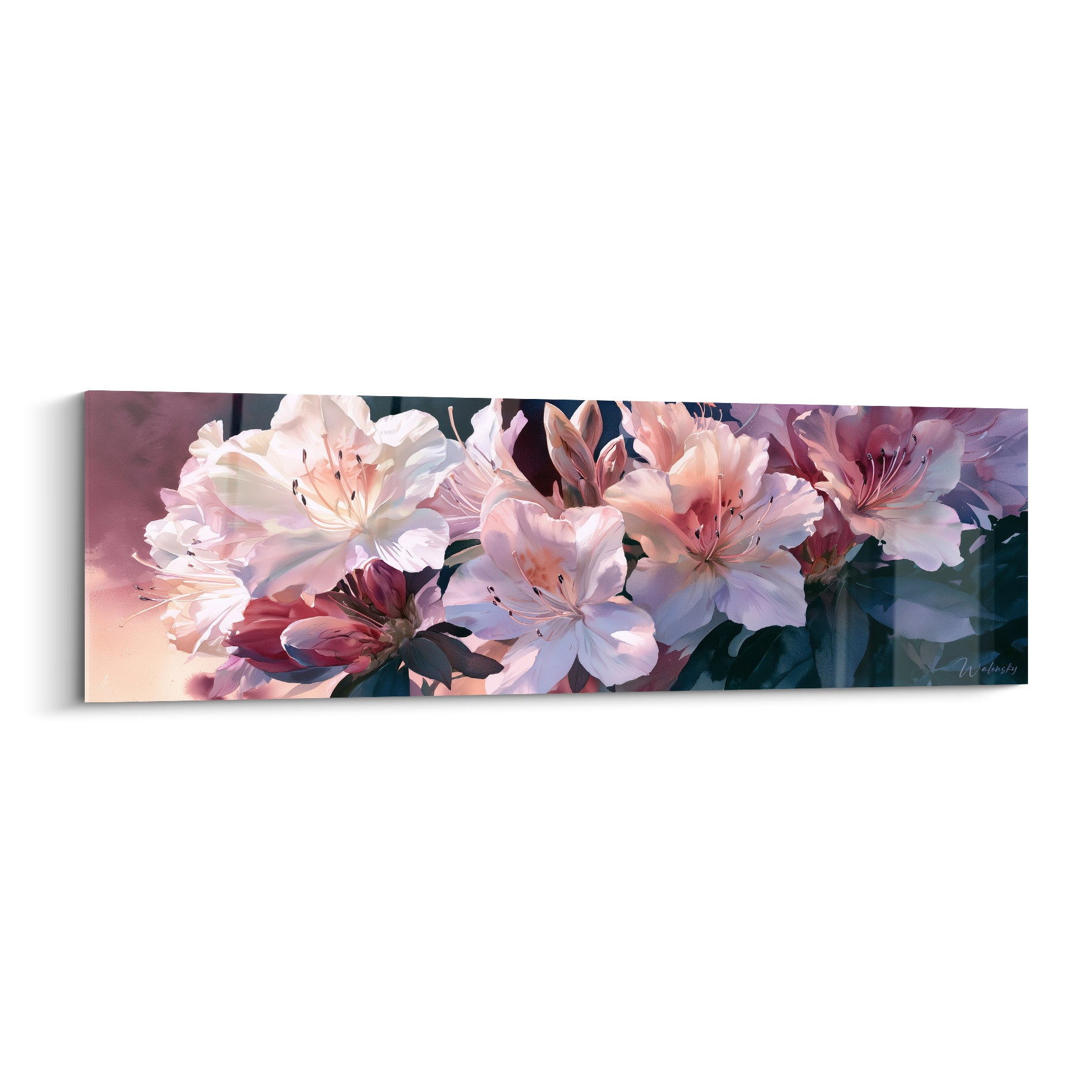 Bouquet d'azalées blanches et roses aux pétales délicats sur fond anthracite profond