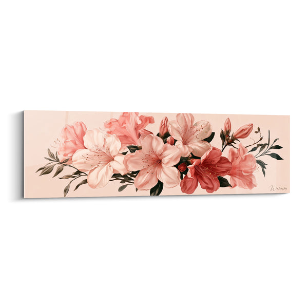 Cuadro Flores rosa pálido y coral en guirnalda horizontal - Botones en espera - Edición Azalea