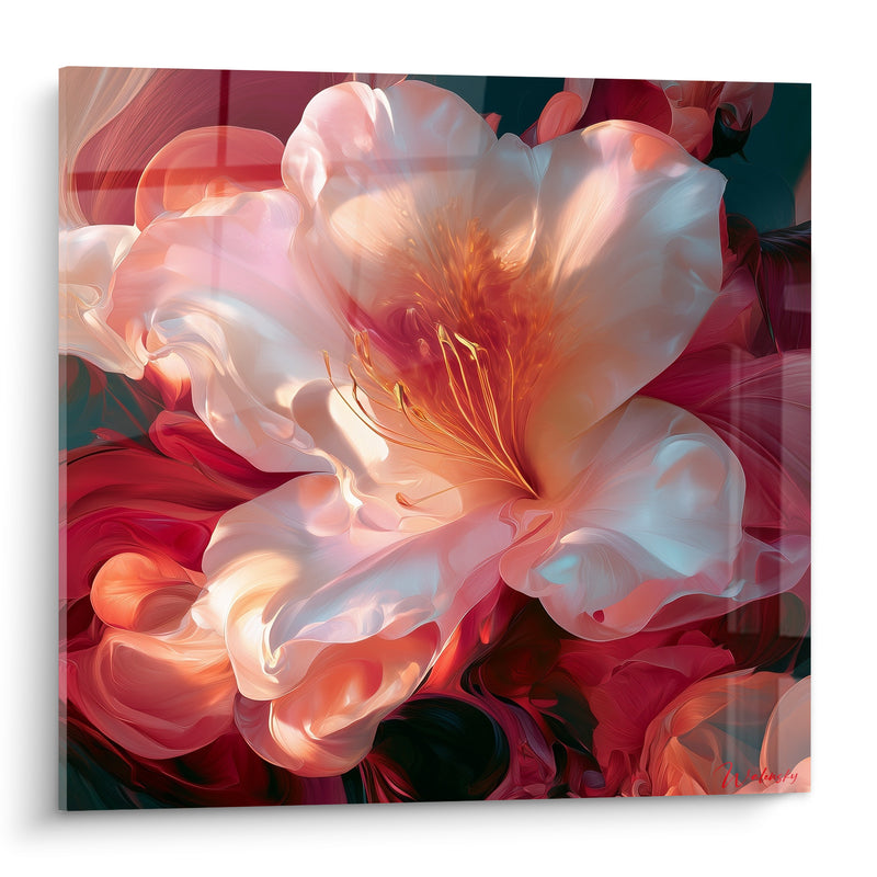 Tableau Fleur blanche aux pétales veloutés - Éclosion suspendue - Edition Azalée