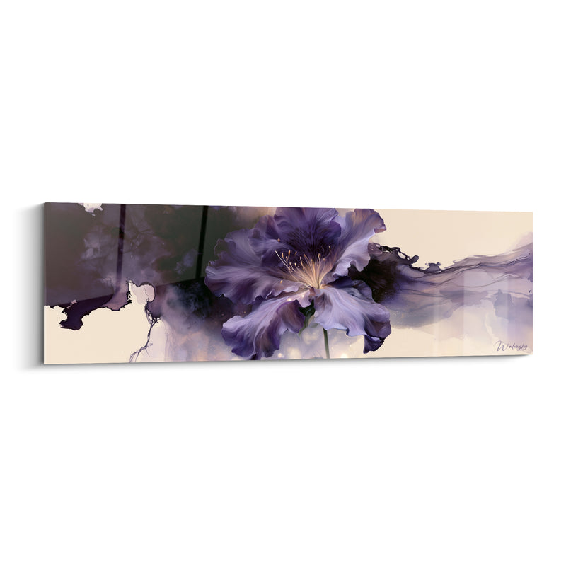 Tableau Azalée violette aux volutes encrées - Éclosion vaporeuse - Edition Azalée