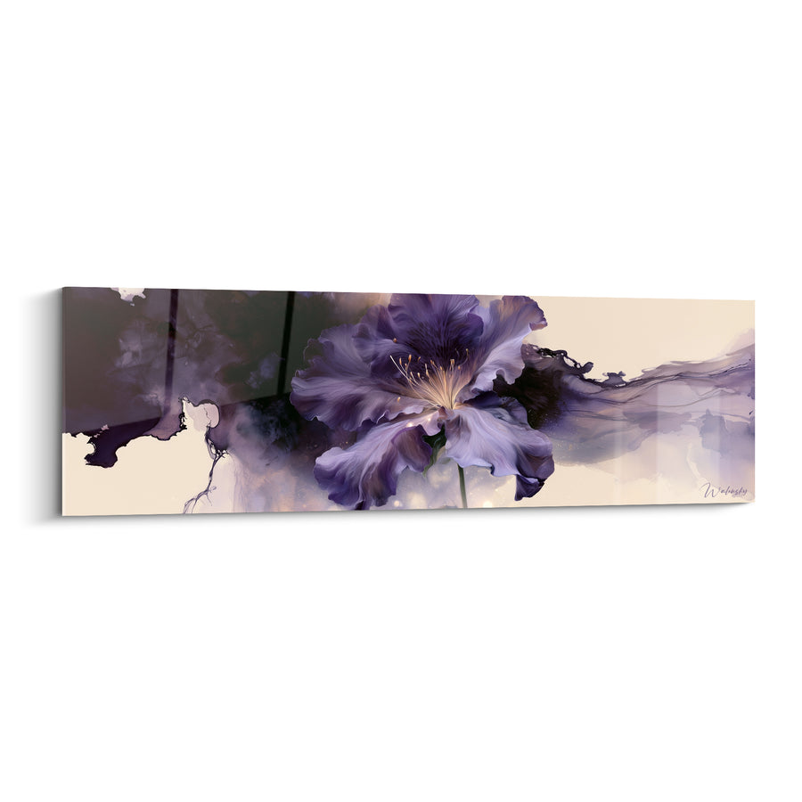 Tableau Azalée violette aux volutes encrées - Éclosion vaporeuse - Edition Azalée