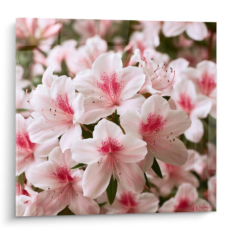 Tableau Fleurs blanches aux cœurs rose fuchsia - Éveil printanier - Edition Azalée