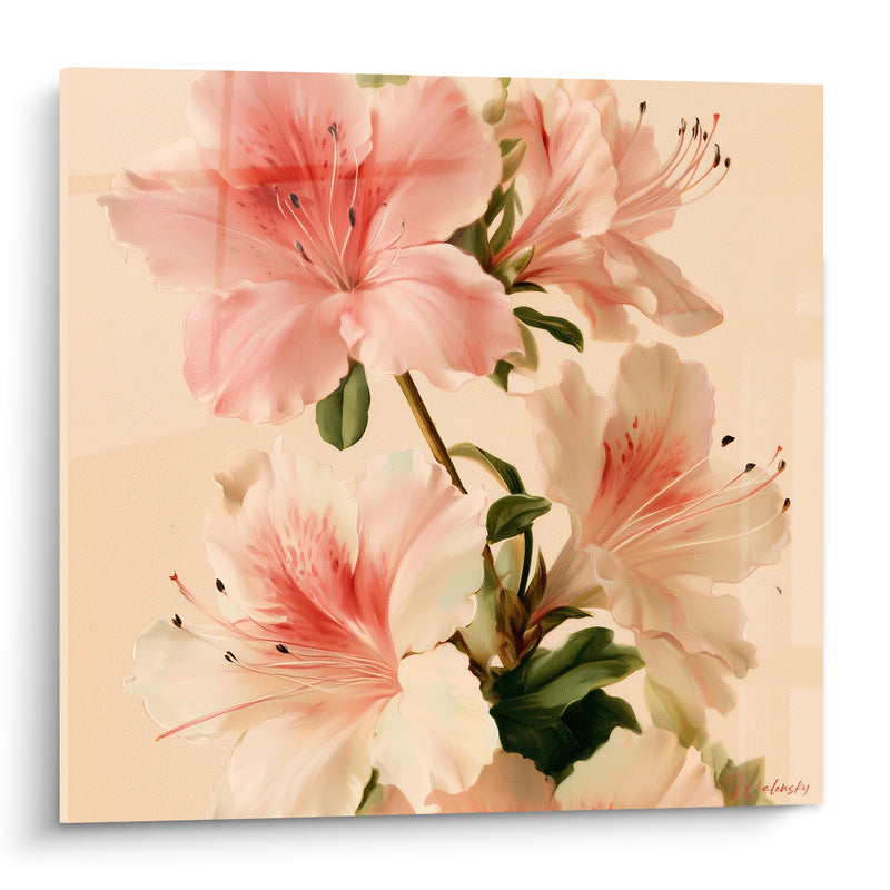 Tableau Azalées roses et blanches en fleurs - Éveil du printemps - Edition Azalée