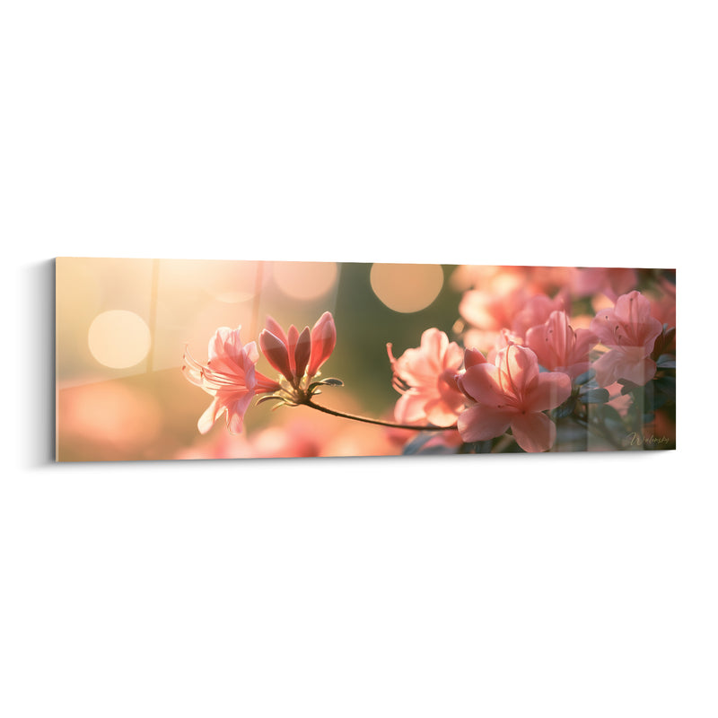 Tableau Azalées roses en fleur au couchant - Lumière du soir - Edition Azalée
