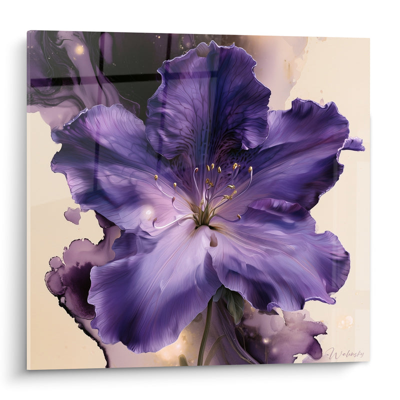 Tableau Azalée violette aux pétales veloutés - Éclosion nocturne - Edition Azalée